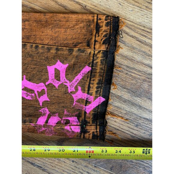 GOLDEN Syndicate Orange Pink Pattern Boot Cut Jeans Pants Trousers  Mens Size 34 - Picture 8 of 8